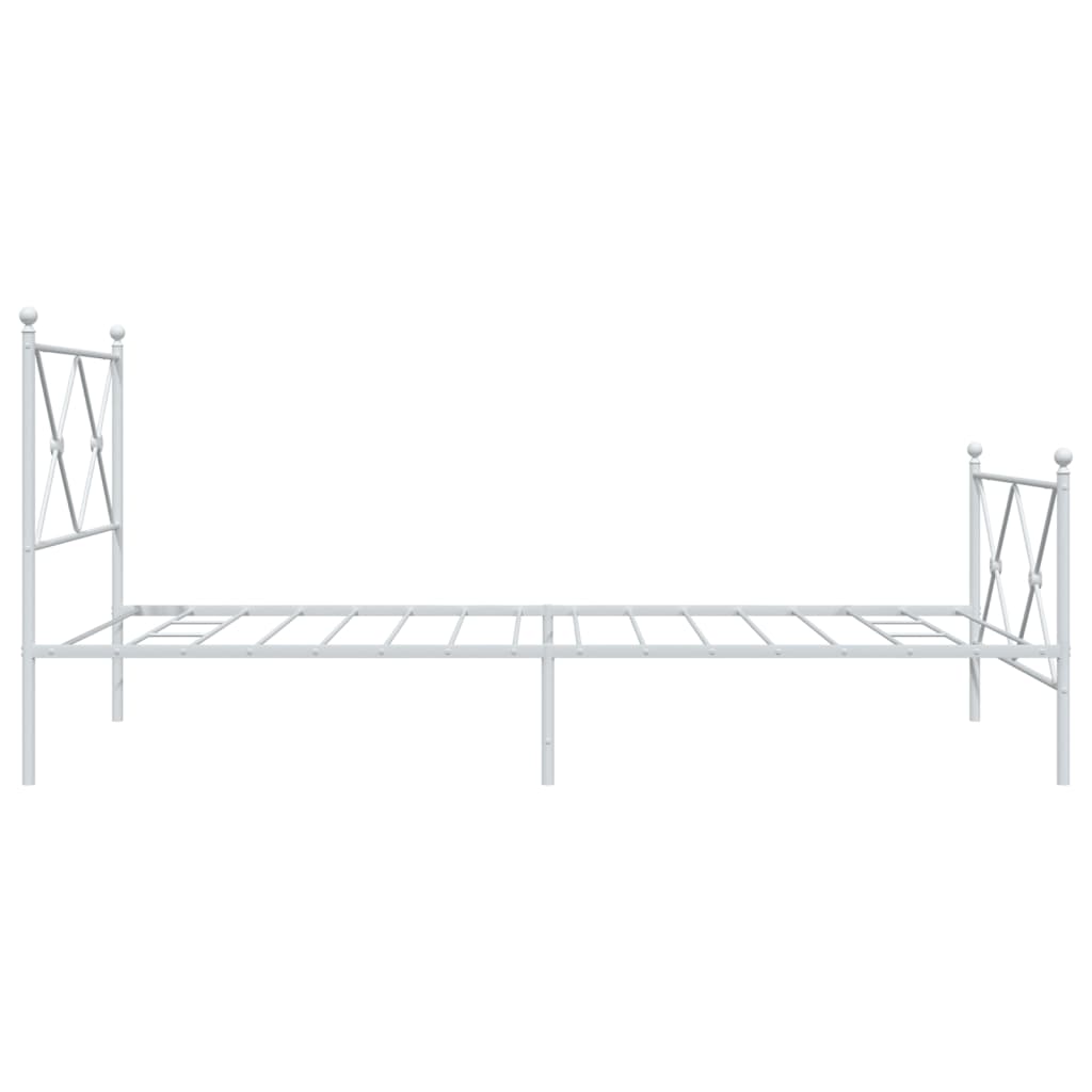 Metal Bed Frame with Headboard and Footboard White 100x190 cm