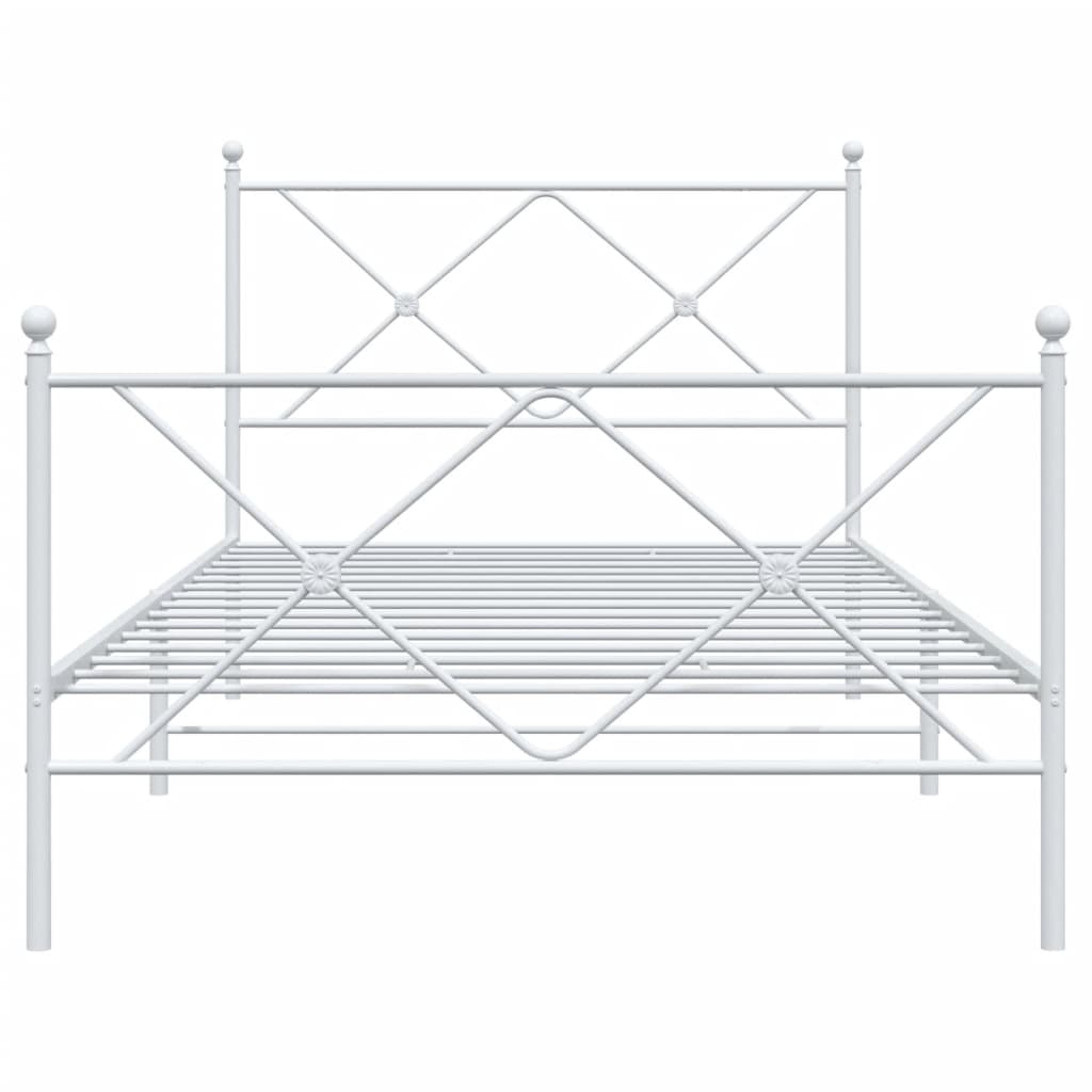 Metal Bed Frame with Headboard and Footboard White 100x200 cm