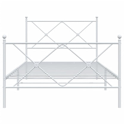 Metal Bed Frame with Headboard and Footboard White 100x200 cm