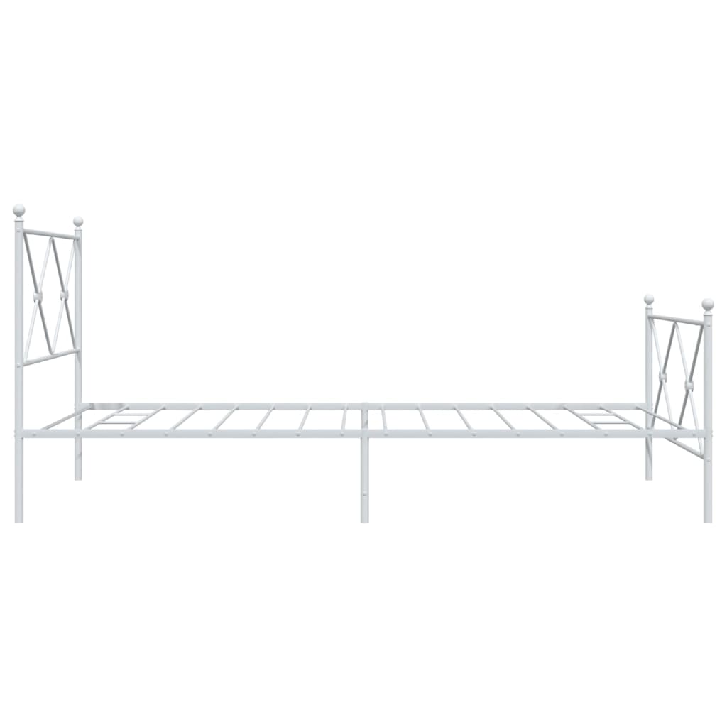 Metal Bed Frame with Headboard and Footboard White 100x200 cm