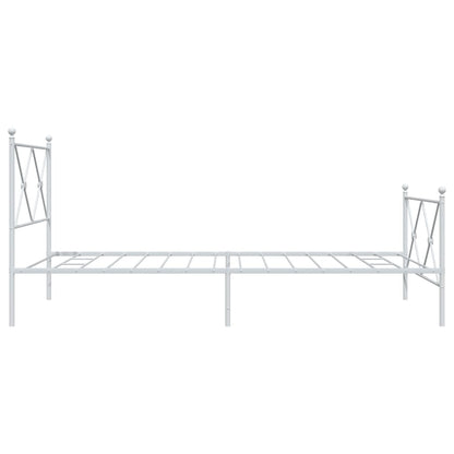 Metal Bed Frame with Headboard and Footboard White 100x200 cm