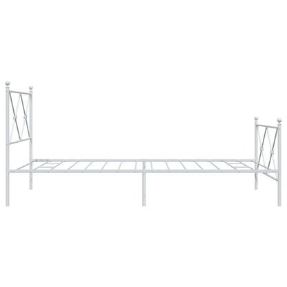 Metal Bed Frame with Headboard and Footboard White 107x203 cm