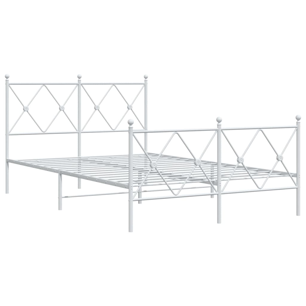 Metal Bed Frame with Headboard and Footboard White 120x200 cm