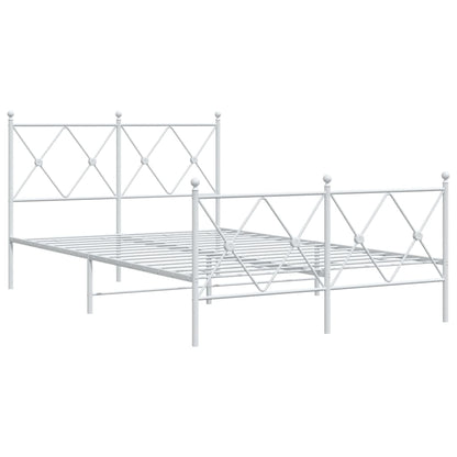 Metal Bed Frame with Headboard and Footboard White 120x200 cm