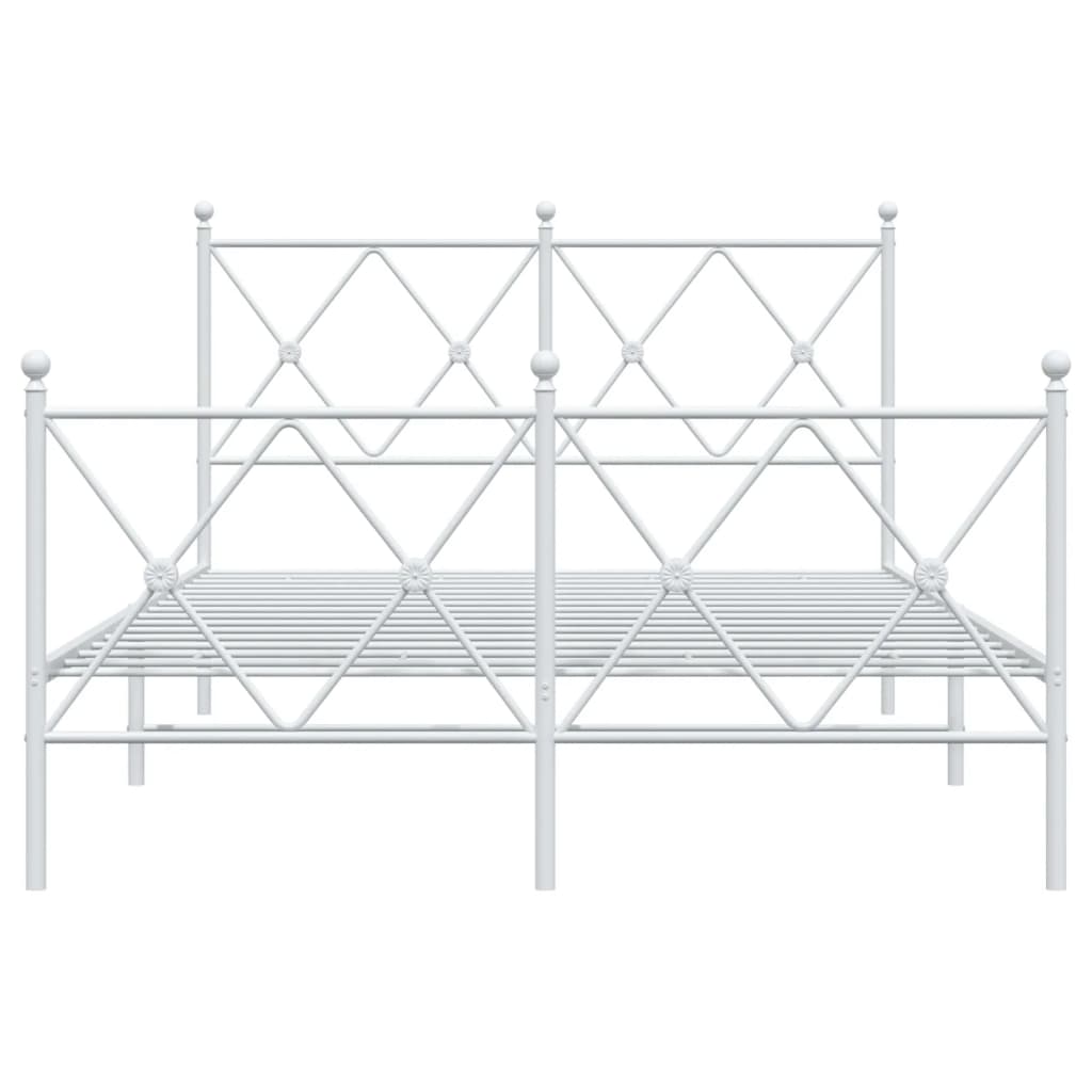 Metal Bed Frame with Headboard and Footboard White 120x200 cm