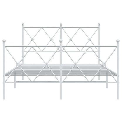 Metal Bed Frame with Headboard and Footboard White 120x200 cm