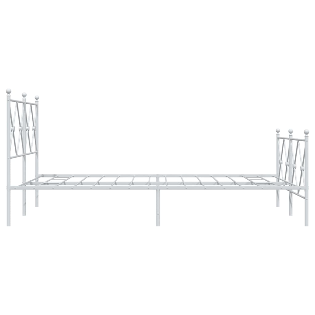 Metal Bed Frame with Headboard and Footboard White 120x200 cm