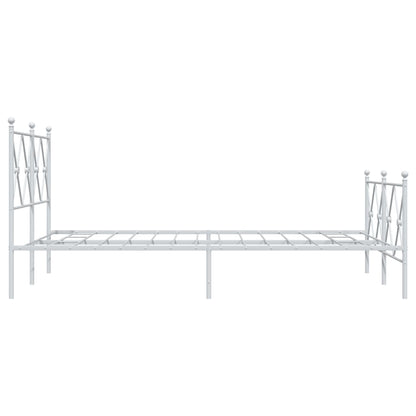 Metal Bed Frame with Headboard and Footboard White 120x200 cm