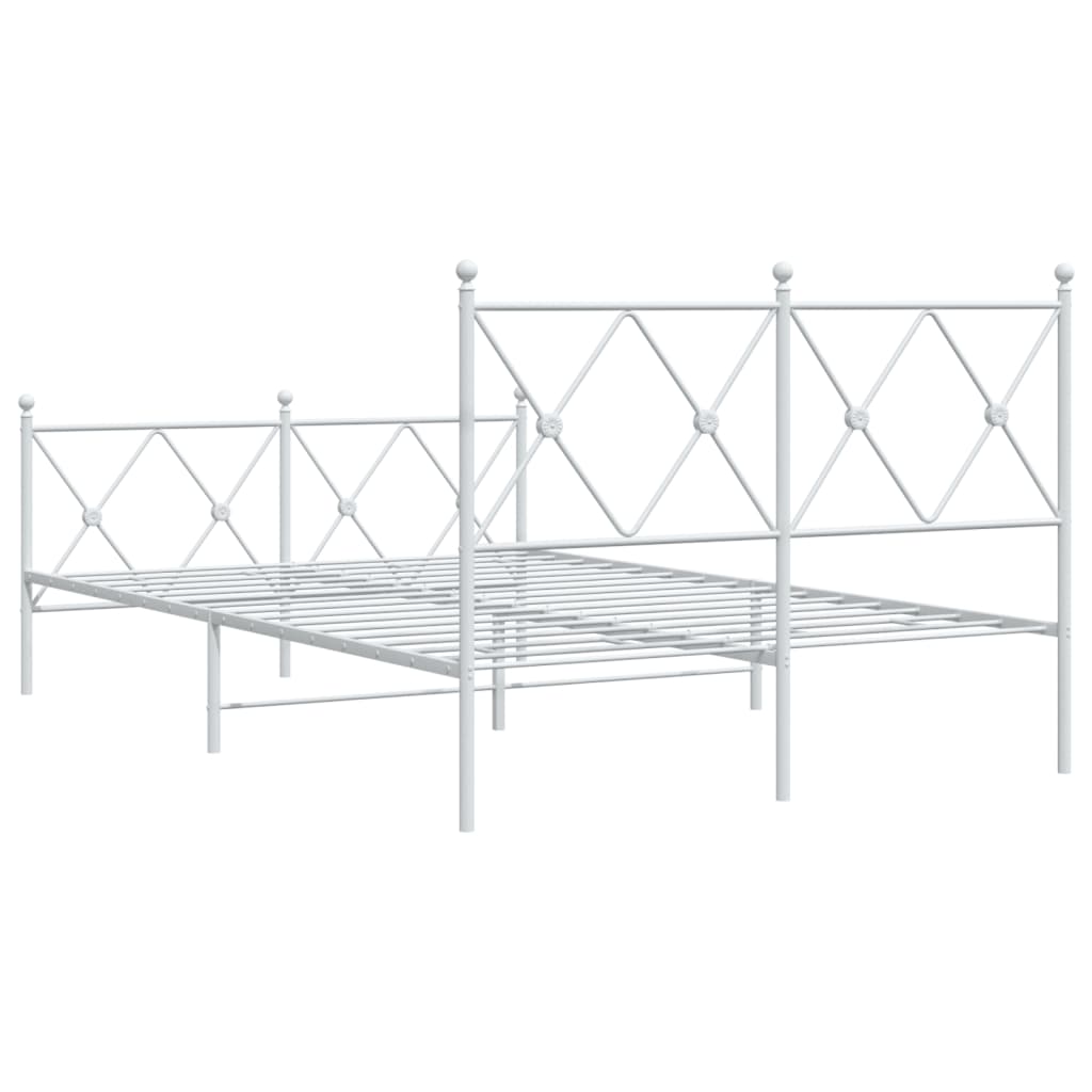 Metal Bed Frame with Headboard and Footboard White 120x200 cm