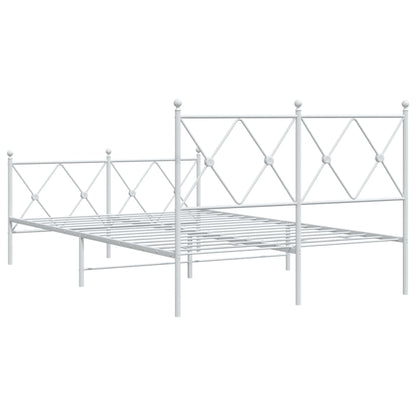 Metal Bed Frame with Headboard and Footboard White 120x200 cm