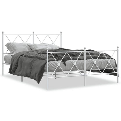 Metal Bed Frame without Mattress with Footboard White 140x190 cm