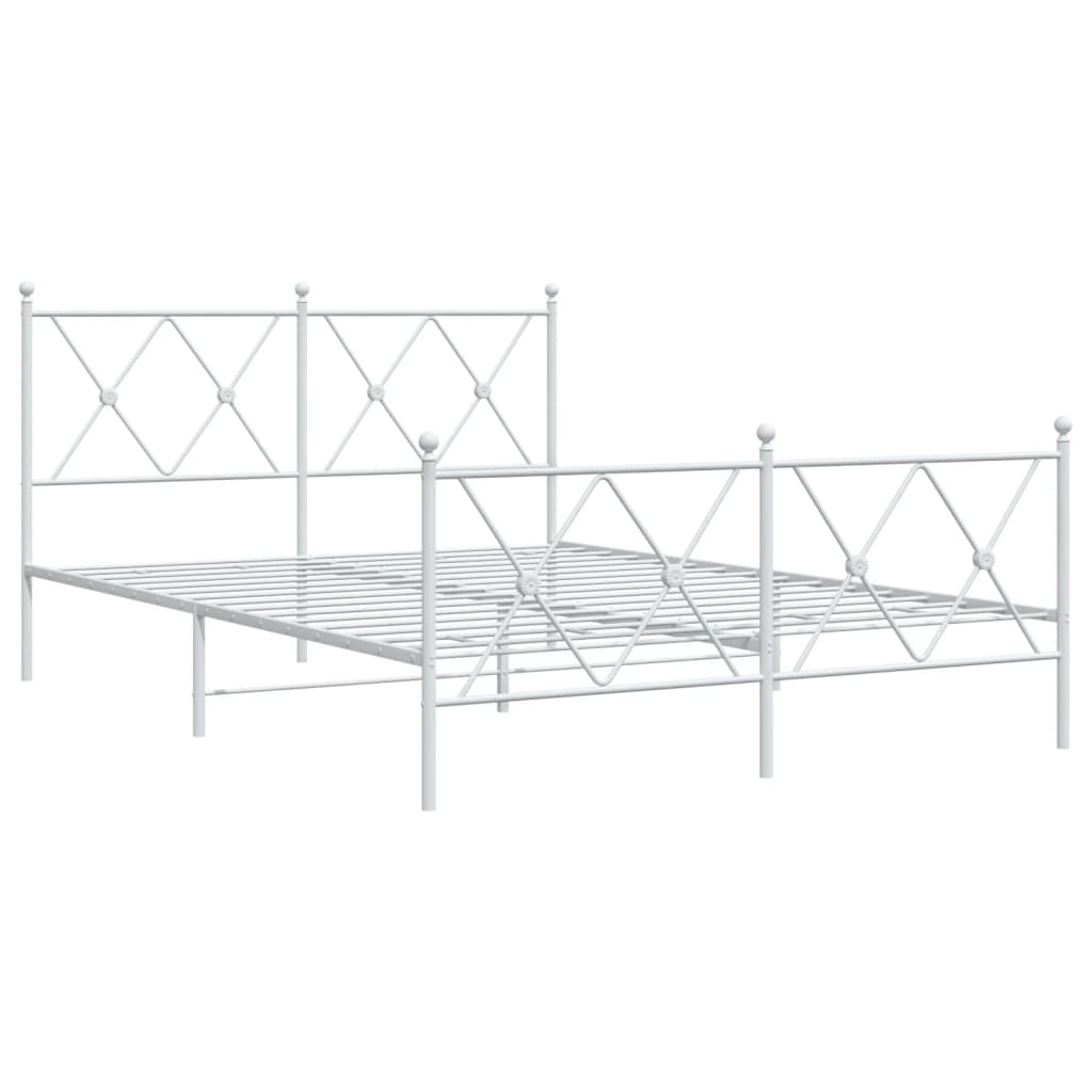 Metal Bed Frame without Mattress with Footboard White 140x190 cm