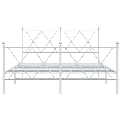 Metal Bed Frame without Mattress with Footboard White 140x190 cm