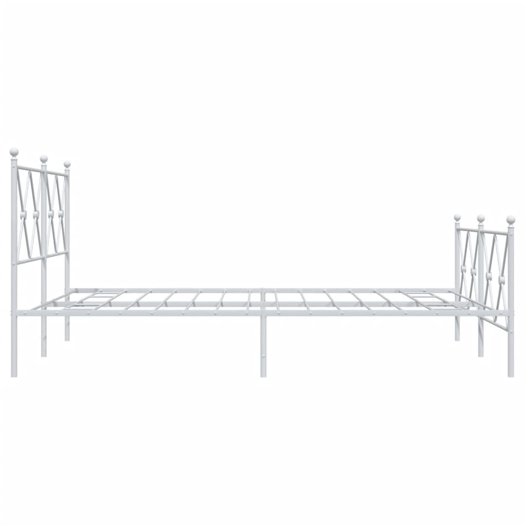 Metal Bed Frame without Mattress with Footboard White 140x190 cm