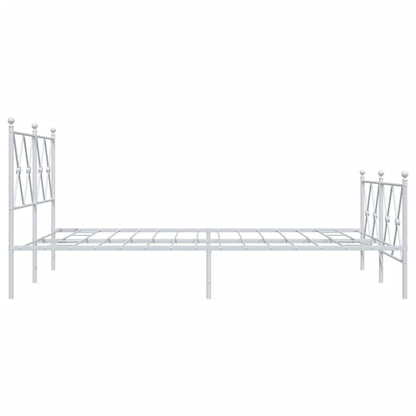 Metal Bed Frame without Mattress with Footboard White 140x190 cm