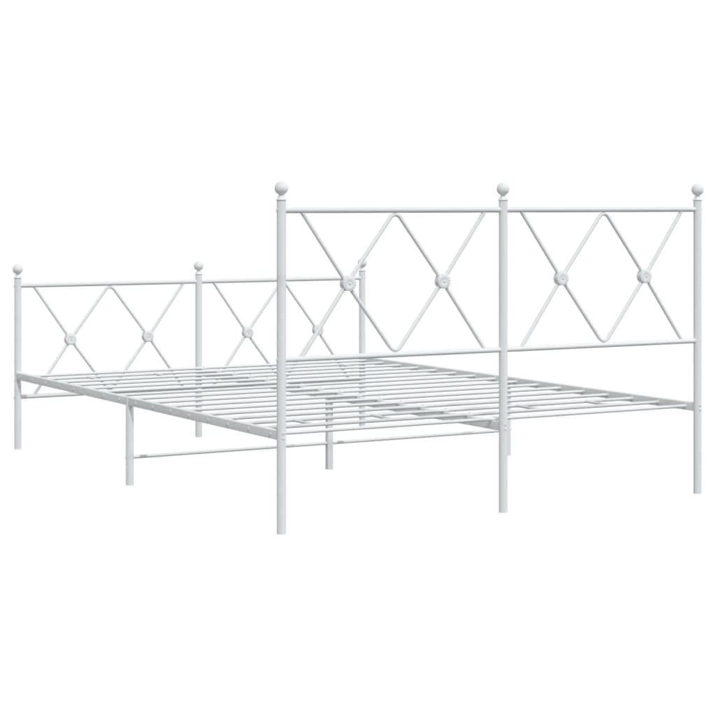 Metal Bed Frame without Mattress with Footboard White 140x190 cm