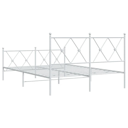 Metal Bed Frame without Mattress with Footboard White 140x190 cm