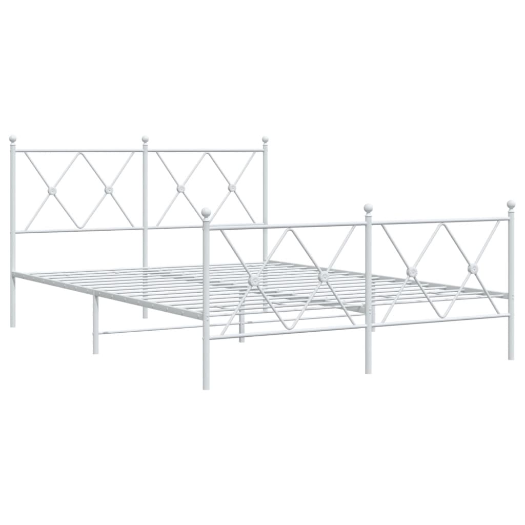 Metal Bed Frame with Headboard and Footboard White 140x200 cm