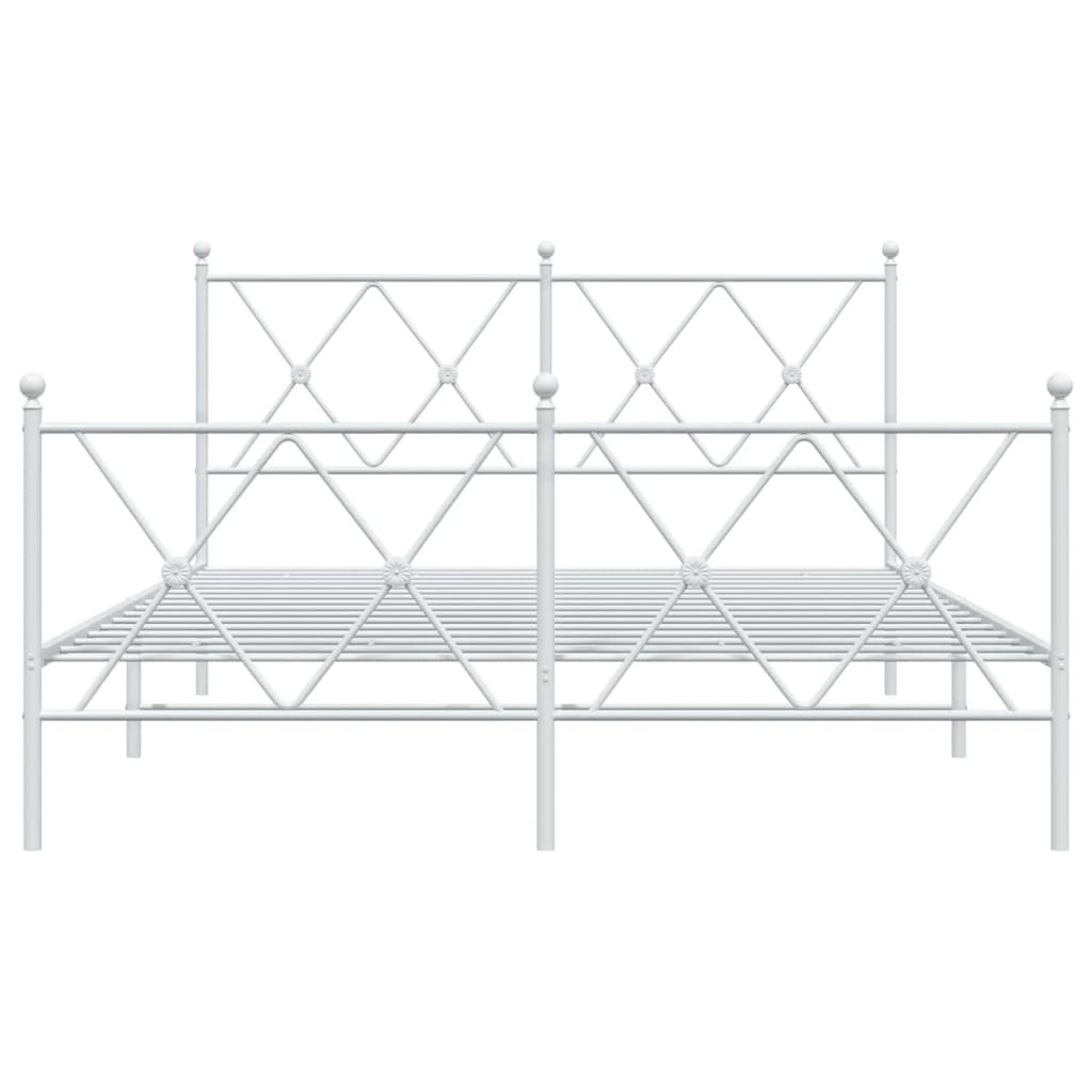 Metal Bed Frame with Headboard and Footboard White 140x200 cm