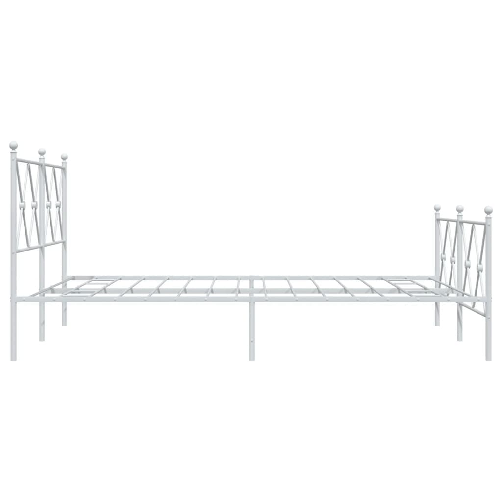 Metal Bed Frame with Headboard and Footboard White 140x200 cm