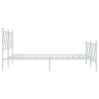 Metal Bed Frame with Headboard and Footboard White 140x200 cm