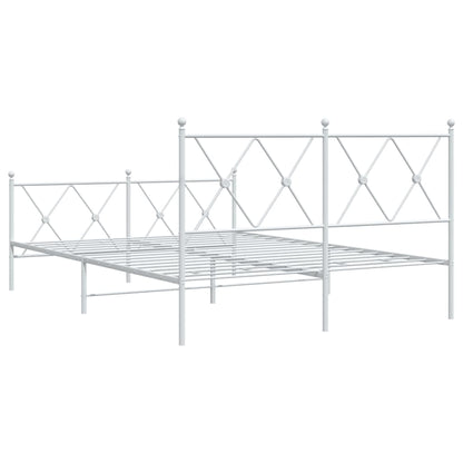 Metal Bed Frame with Headboard and Footboard White 140x200 cm