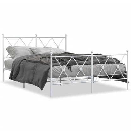 Metal Bed Frame with Headboard and Footboard White 140x200 cm