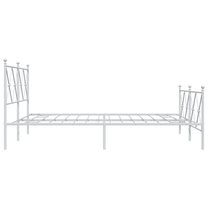 Metal Bed Frame with Headboard and Footboard White 150x200 cm King Size