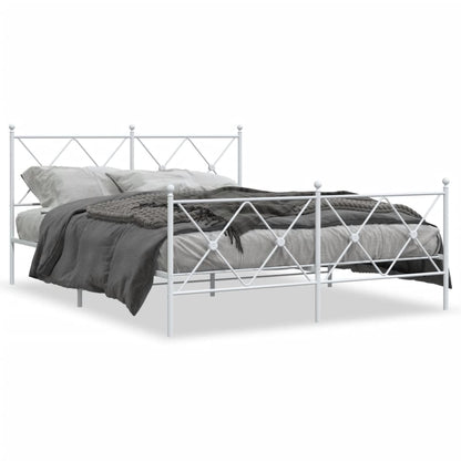 Metal Bed Frame without Mattress with Footboard White 160x200 cm