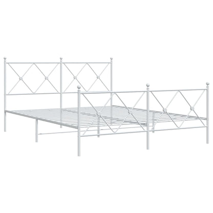 Metal Bed Frame without Mattress with Footboard White 160x200 cm