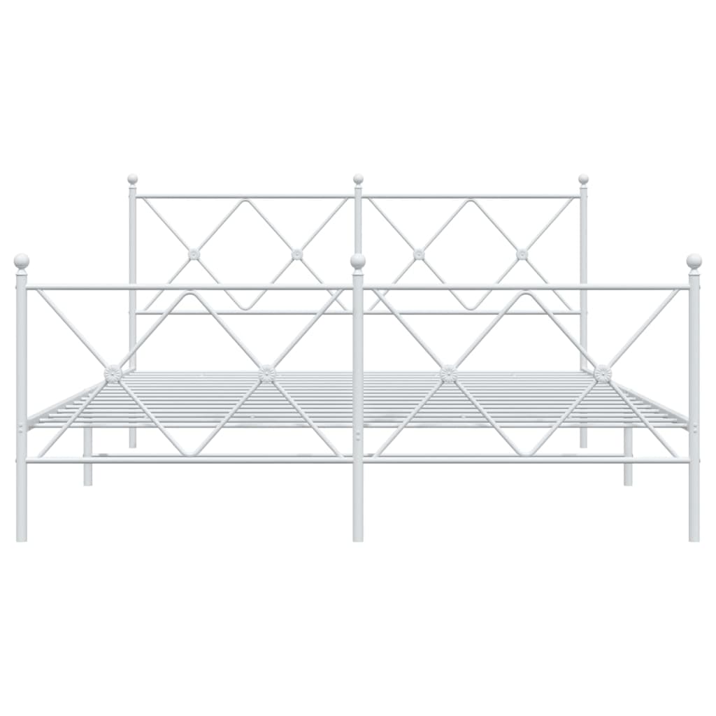 Metal Bed Frame without Mattress with Footboard White 160x200 cm