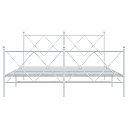 Metal Bed Frame without Mattress with Footboard White 160x200 cm