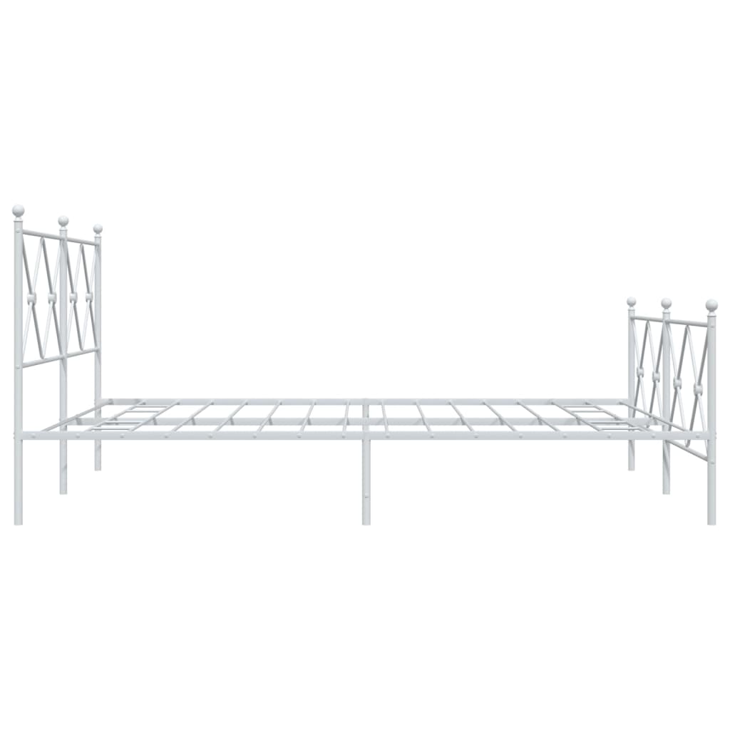 Metal Bed Frame without Mattress with Footboard White 160x200 cm