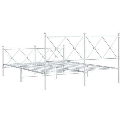 Metal Bed Frame without Mattress with Footboard White 160x200 cm