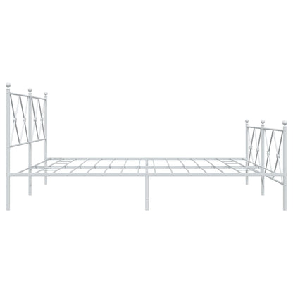 Metal Bed Frame with Headboard and Footboard White 180x200 cm Super King