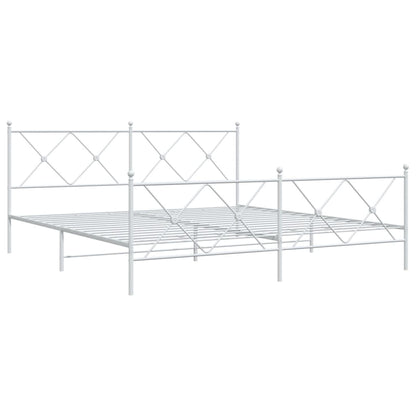 Metal Bed Frame with Headboard and Footboard White 183x213 cm