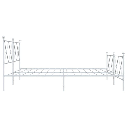 Metal Bed Frame with Headboard and Footboard White 183x213 cm