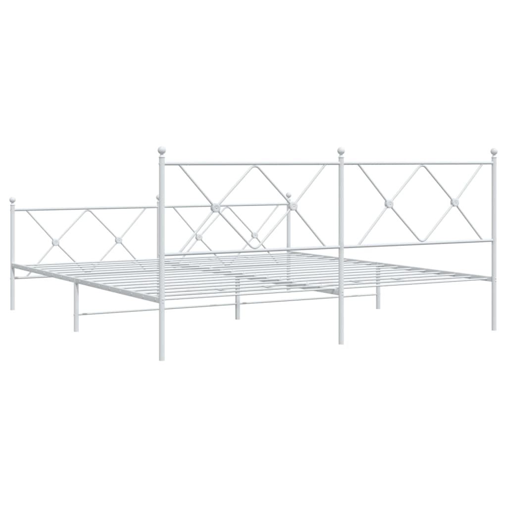 Metal Bed Frame with Headboard and Footboard White 183x213 cm