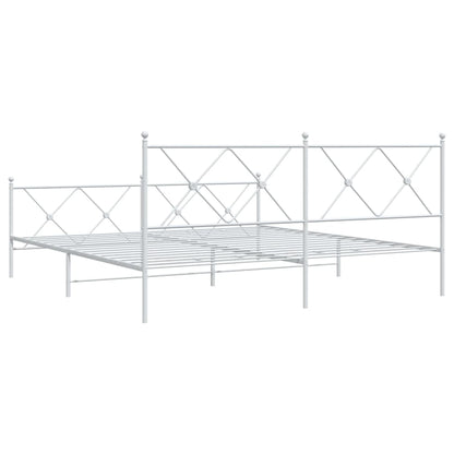 Metal Bed Frame with Headboard and Footboard White 183x213 cm