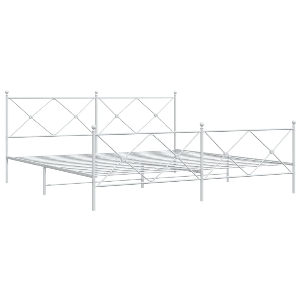 Metal Bed Frame without Mattress with Footboard White 200x200 cm