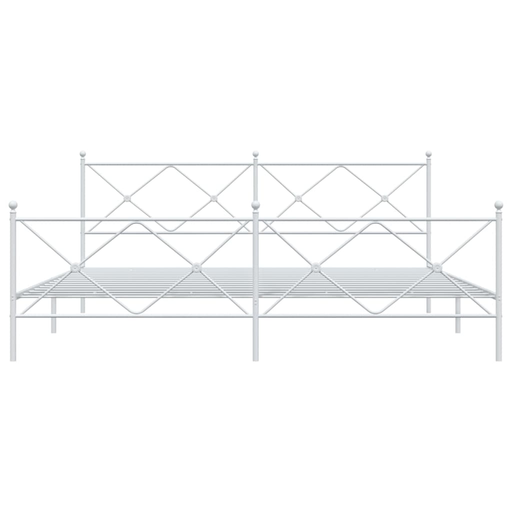 Metal Bed Frame without Mattress with Footboard White 200x200 cm