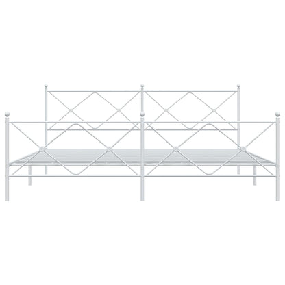 Metal Bed Frame without Mattress with Footboard White 200x200 cm