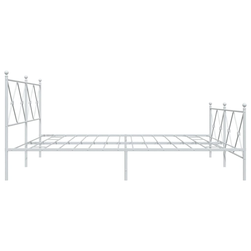 Metal Bed Frame without Mattress with Footboard White 200x200 cm