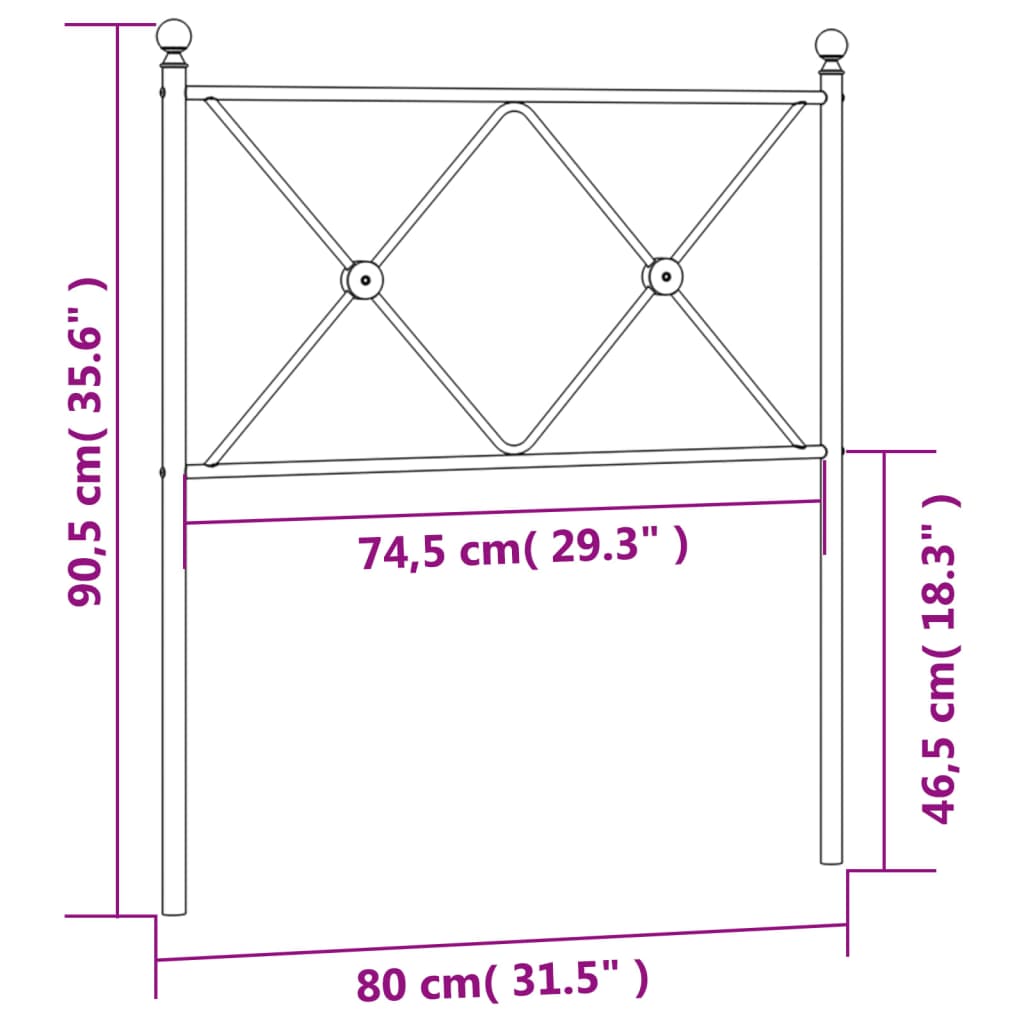 Metal Headboard White 75cm