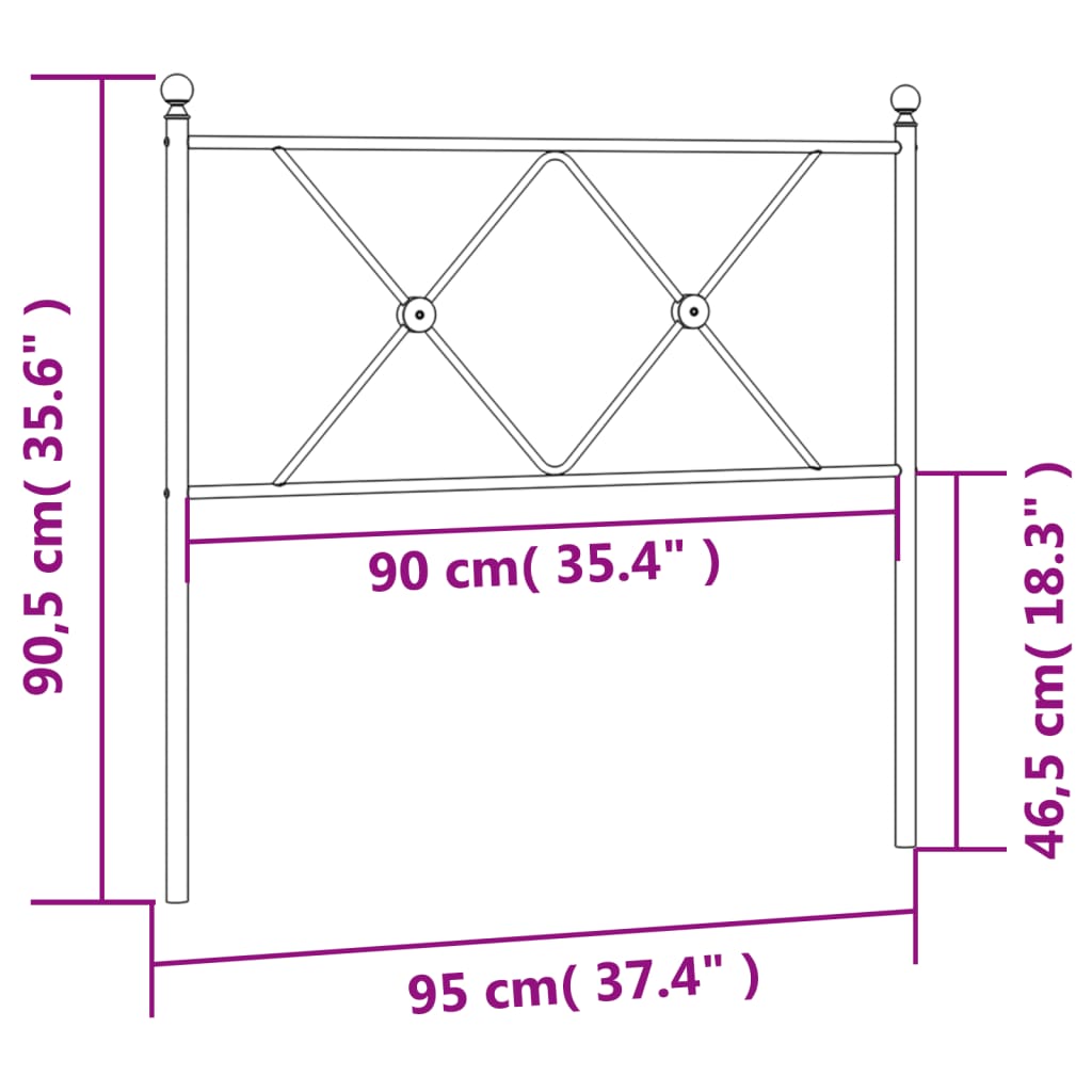 Metal Headboard White 90cm