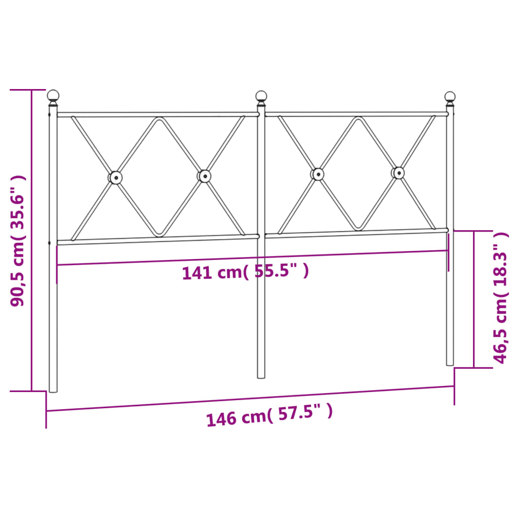 Metal Headboard White 140cm