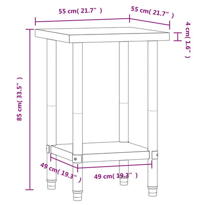 Kitchen Work Table 55x55x85 cm Stainless Steel