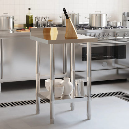 Kitchen Work Table with Backsplash 55x55x93 cm Stainless Steel