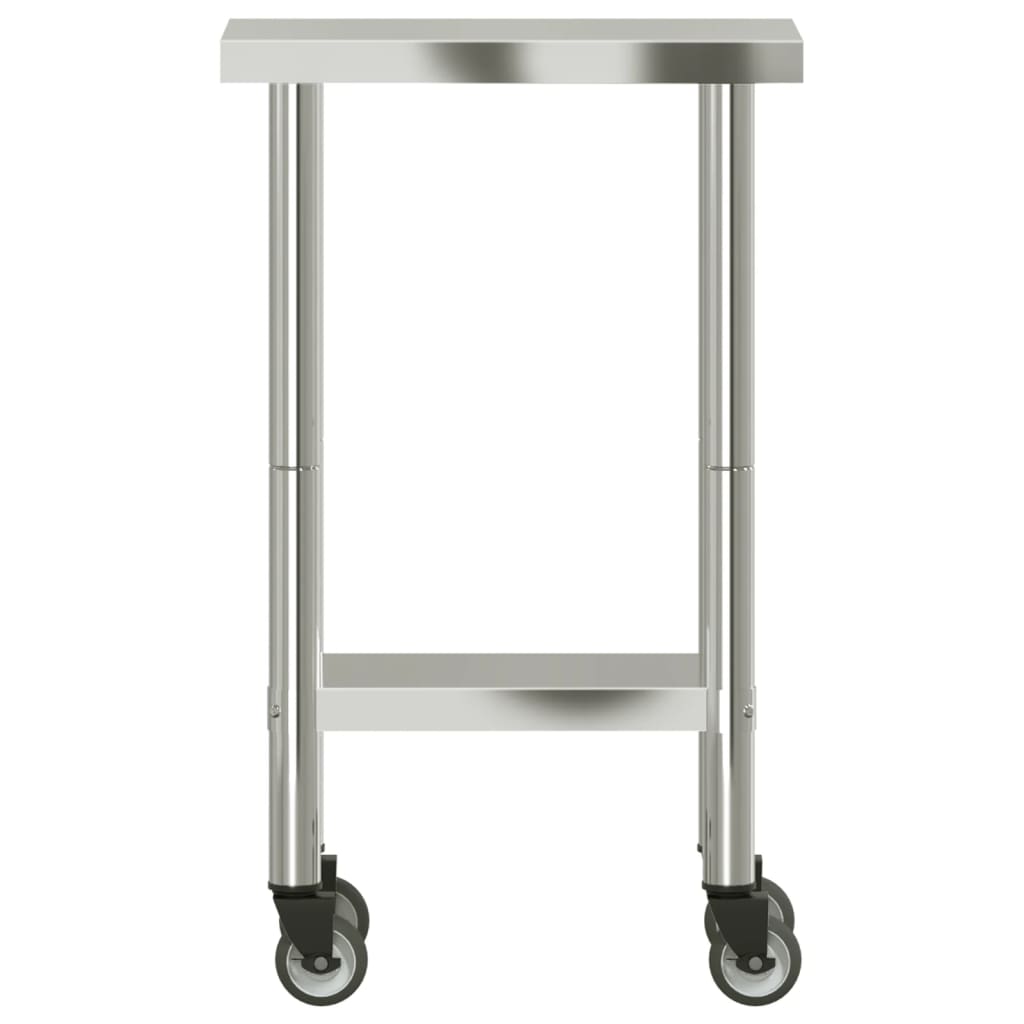 Kitchen Work Table with Wheels 55x30x85 cm Stainless Steel