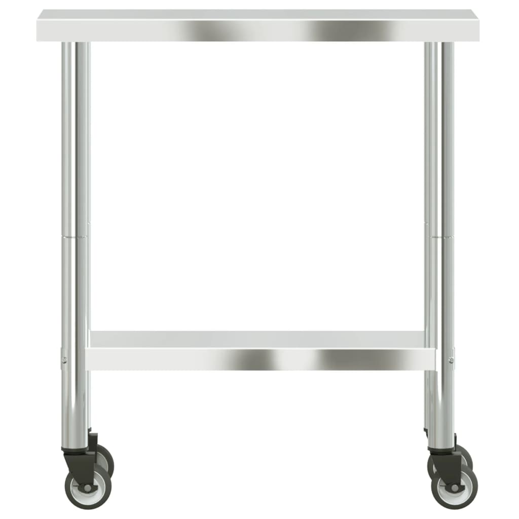 Kitchen Work Table with Wheels 82.5x30x85 cm Stainless Steel